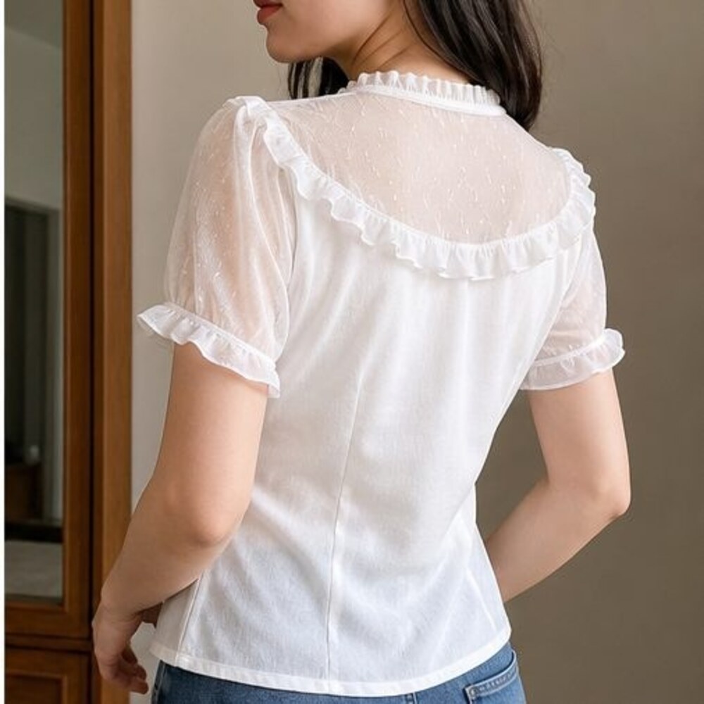 White Button Blouse - Picture 3 of 6